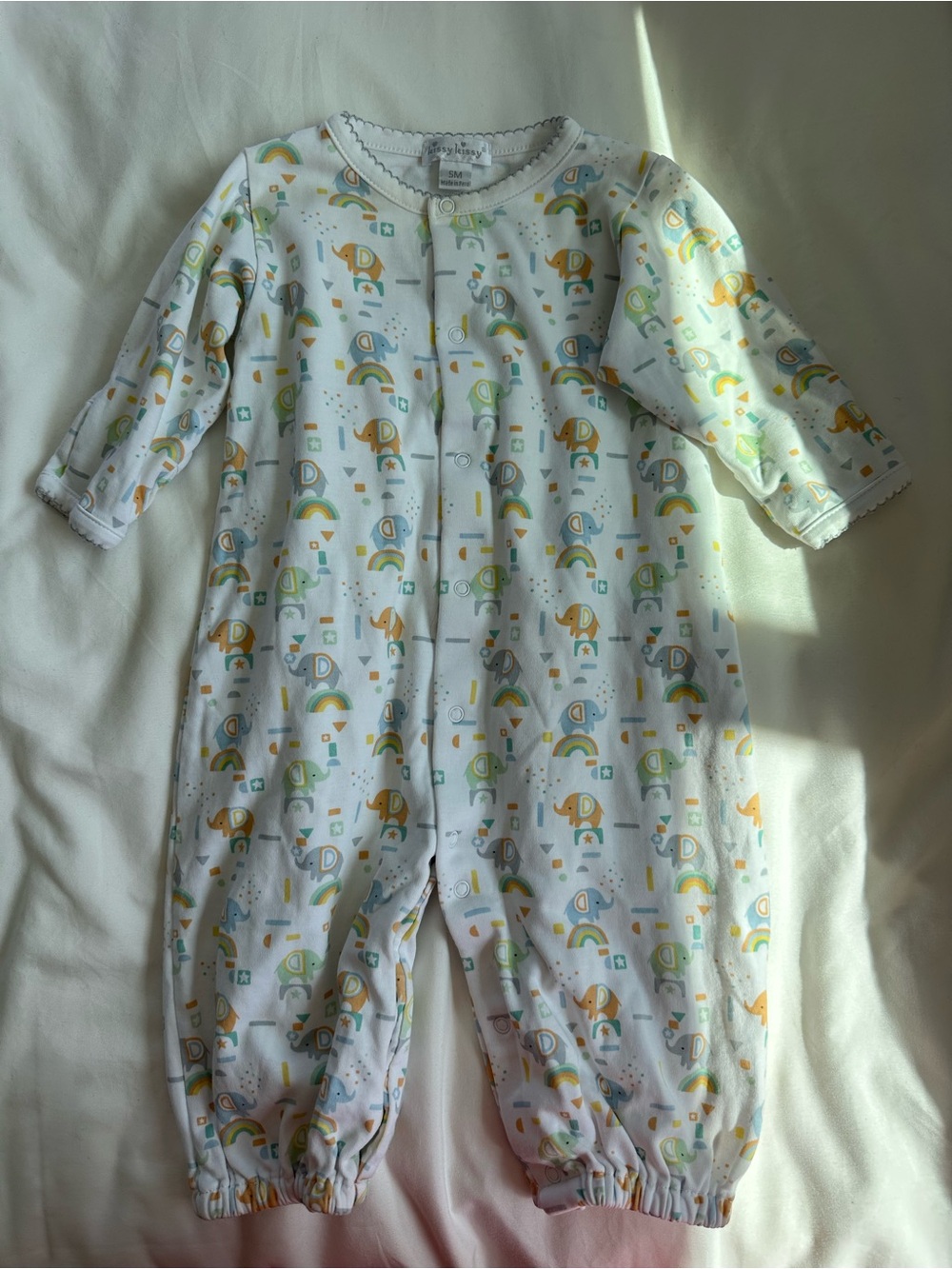 Kissy Kissy - Baby Printed Snap-Front Footless Sleeper - White with Pastel Print